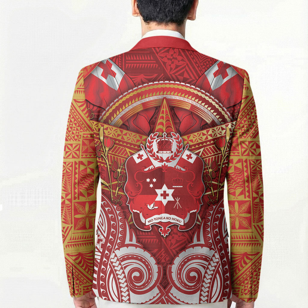 Tonga King's Birthday Blazer Gold Royal Crown Tribal Patterns