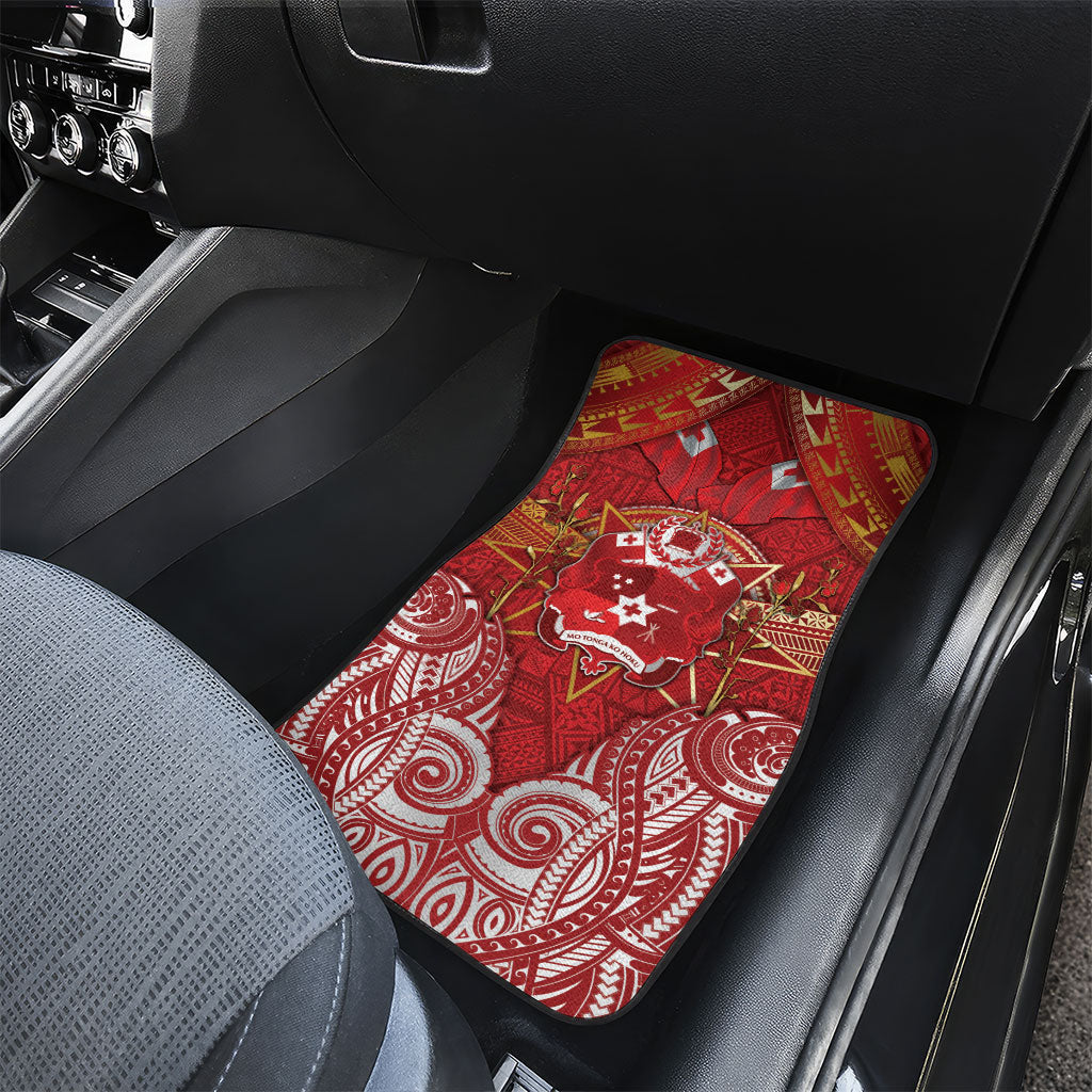 Tonga King's Birthday Car Mats Gold Royal Crown Tribal Patterns