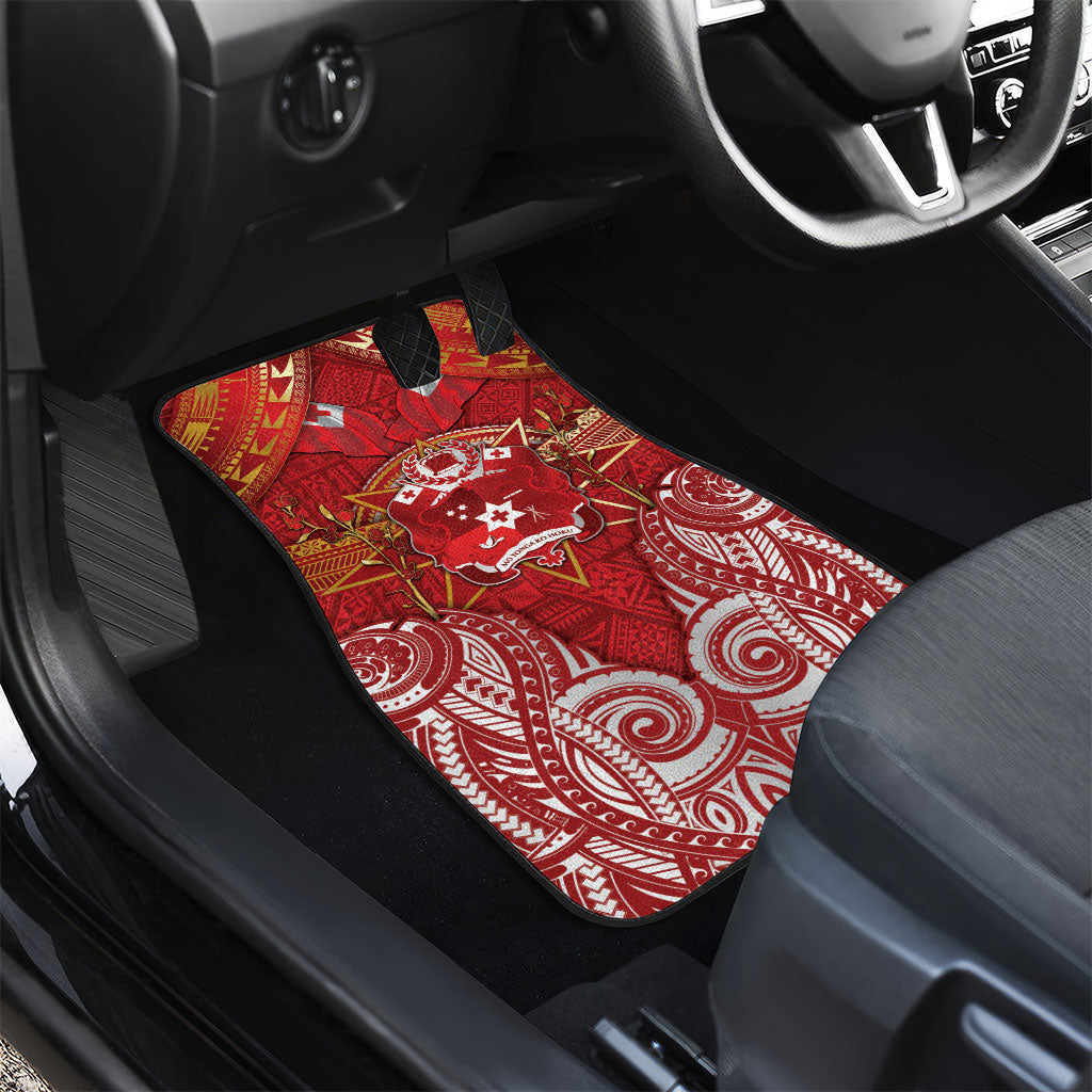 Tonga King's Birthday Car Mats Gold Royal Crown Tribal Patterns