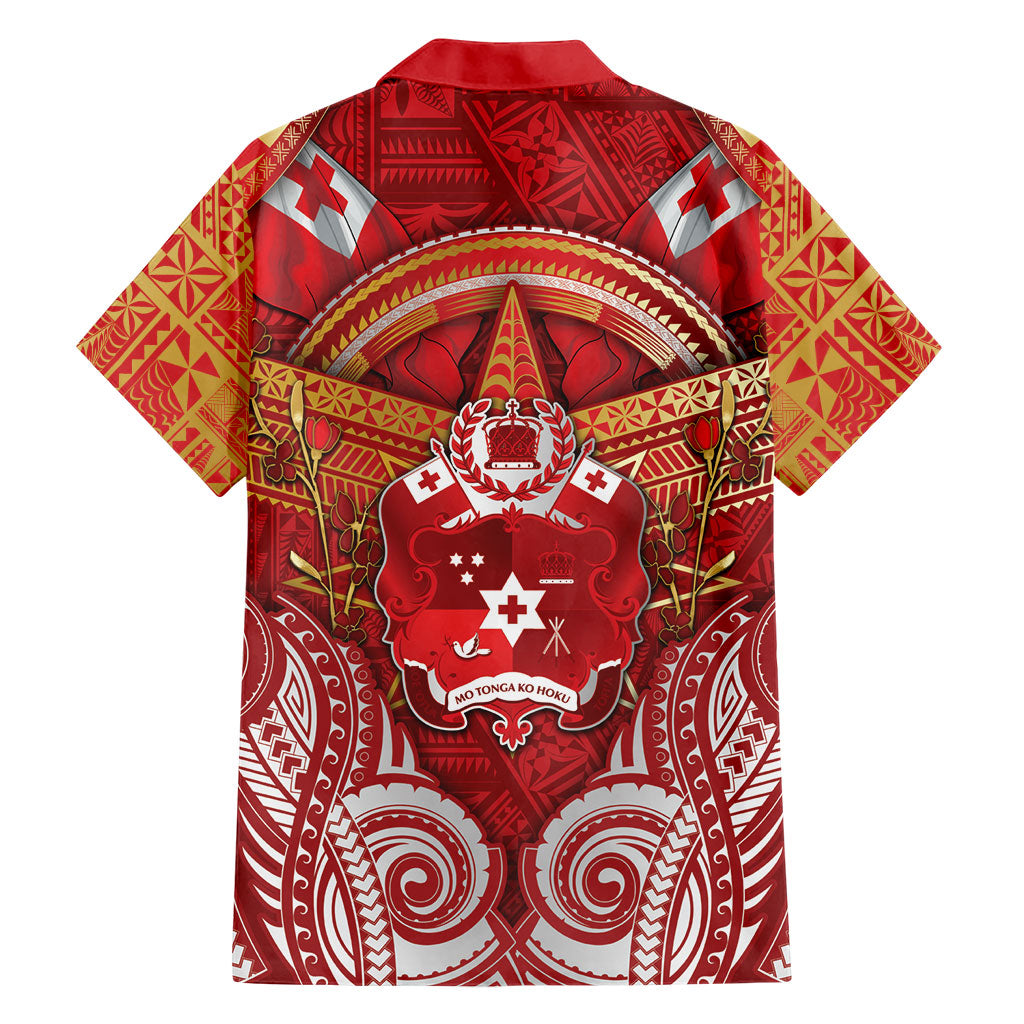Tonga King's Birthday Family Matching Puletasi and Hawaiian Shirt Gold Royal Crown Tribal Patterns