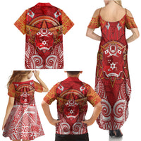 Tonga King's Birthday Family Matching Summer Maxi Dress and Hawaiian Shirt Gold Royal Crown Tribal Patterns