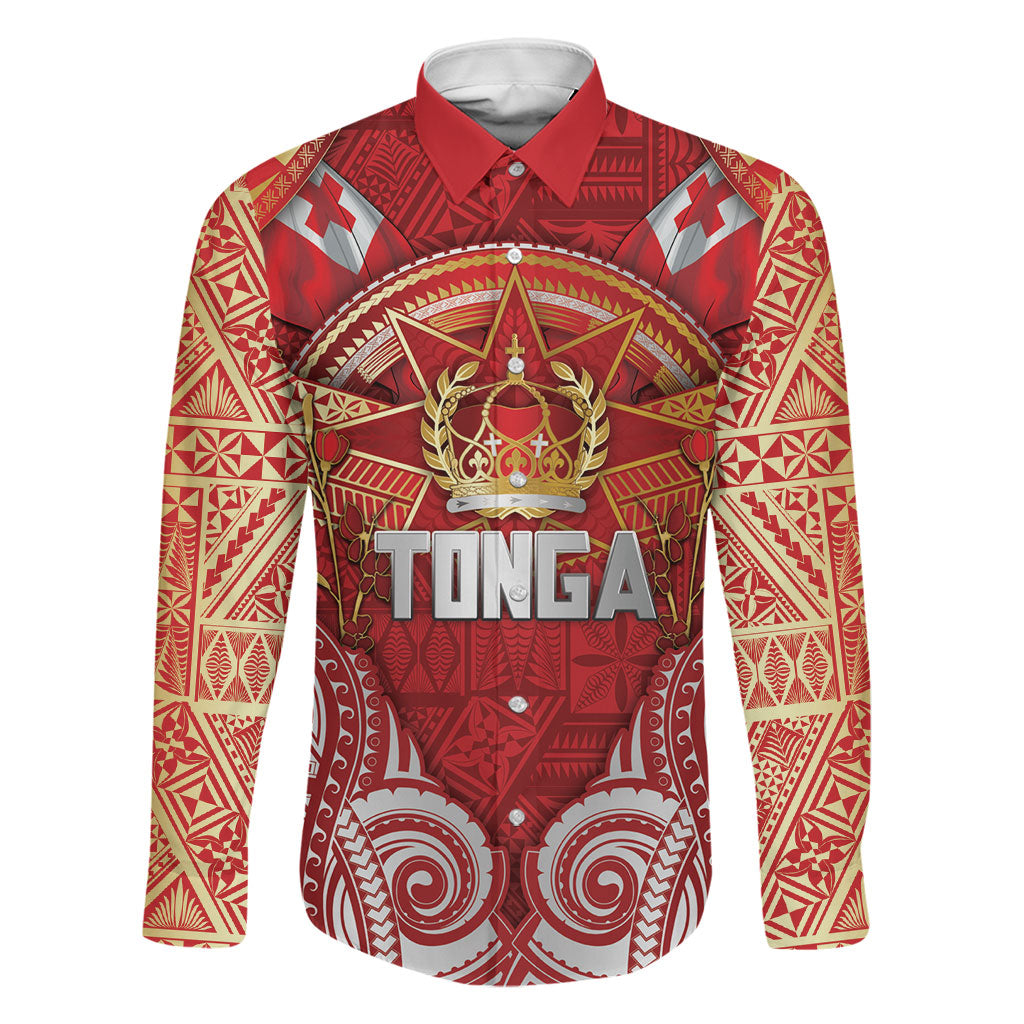 Tonga King's Birthday Family Matching Summer Maxi Dress and Hawaiian Shirt Gold Royal Crown Tribal Patterns