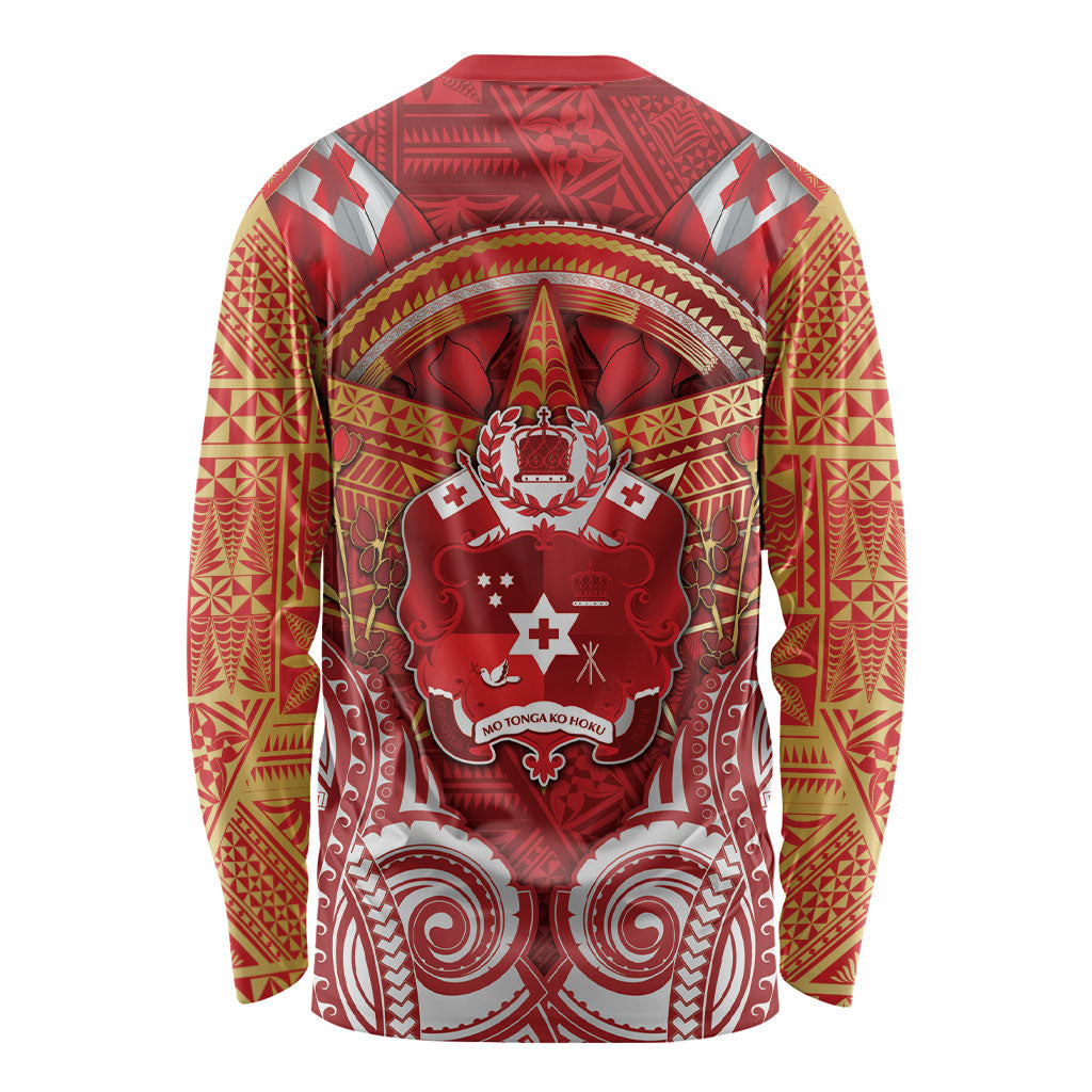 Tonga King's Birthday Long Sleeve Shirt Gold Royal Crown Tribal Patterns