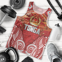 Tonga King's Birthday Men Tank Top Gold Royal Crown Tribal Patterns