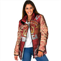Tonga King's Birthday Padded Jacket Gold Royal Crown Tribal Patterns