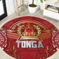 Tonga King's Birthday Round Carpet Gold Royal Crown Tribal Patterns
