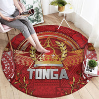 Tonga King's Birthday Round Carpet Gold Royal Crown Tribal Patterns