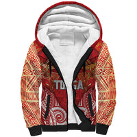 Tonga King's Birthday Sherpa Hoodie Gold Royal Crown Tribal Patterns