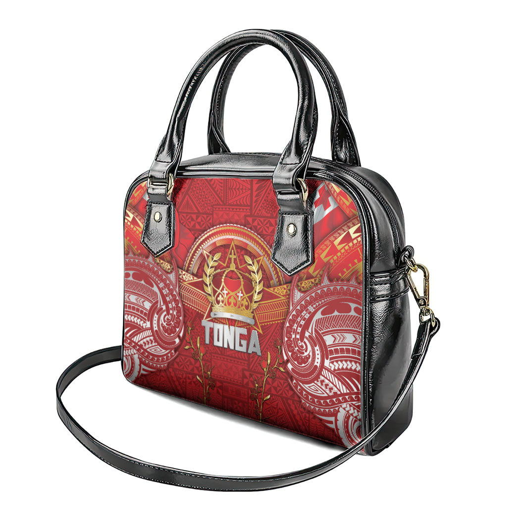 Tonga King's Birthday Shoulder Handbag Gold Royal Crown Tribal Patterns
