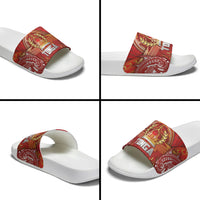 Tonga King's Birthday Slide Sandals Gold Royal Crown Tribal Patterns