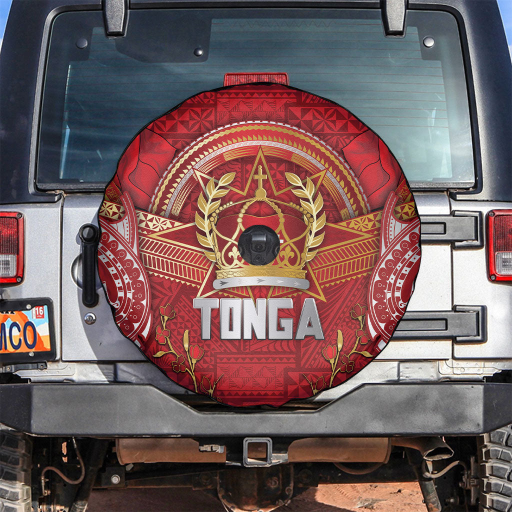 Tonga King's Birthday Spare Tire Cover Gold Royal Crown Tribal Patterns