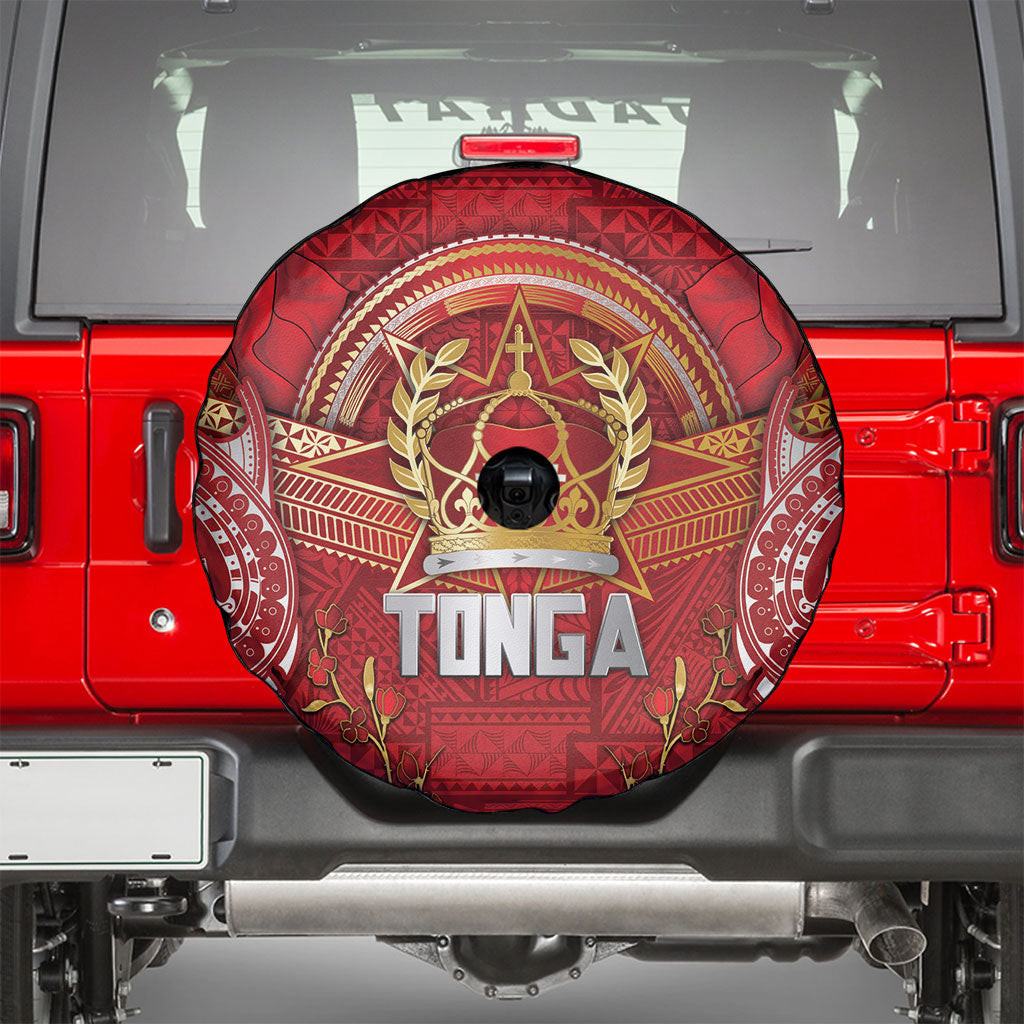 Tonga King's Birthday Spare Tire Cover Gold Royal Crown Tribal Patterns