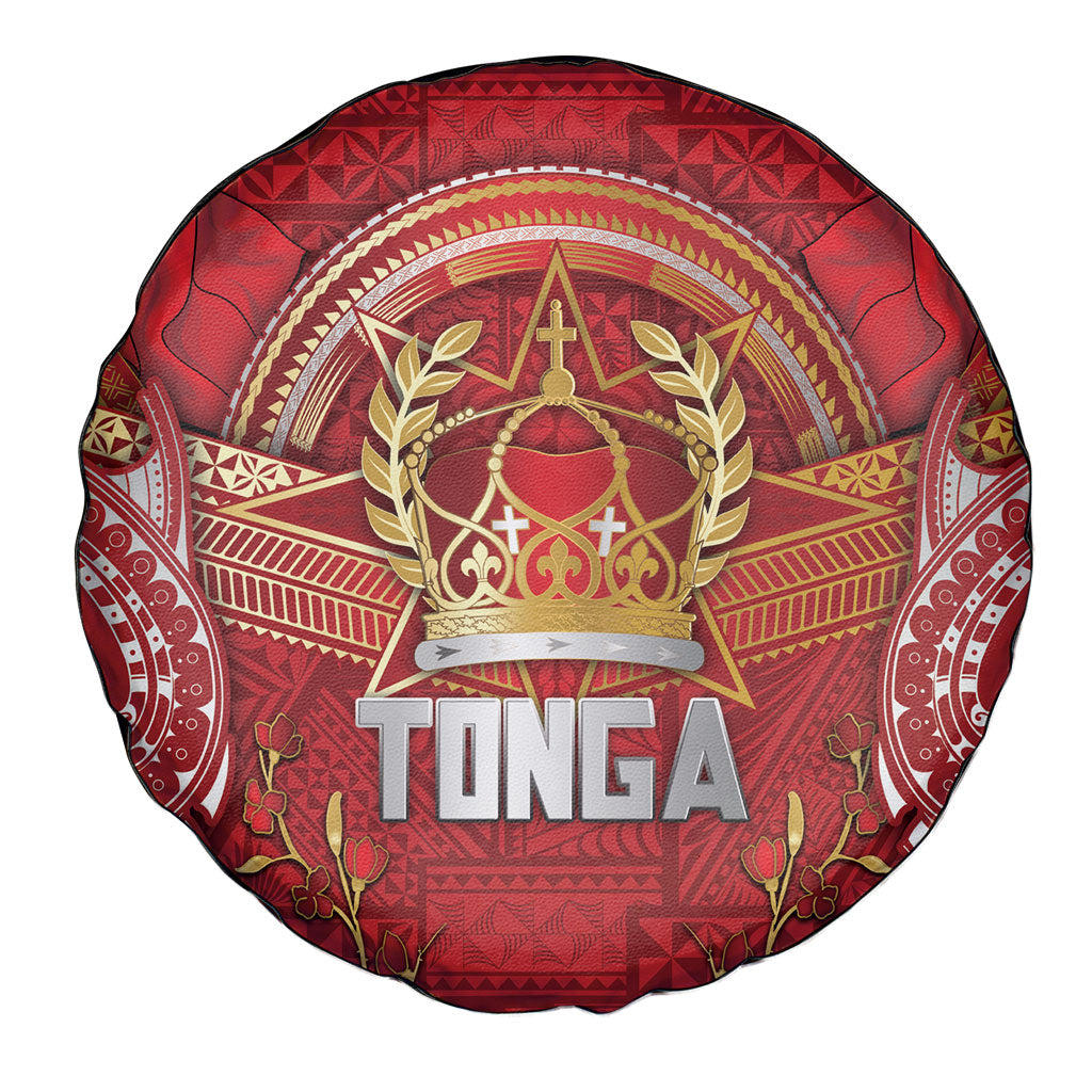 Tonga King's Birthday Spare Tire Cover Gold Royal Crown Tribal Patterns