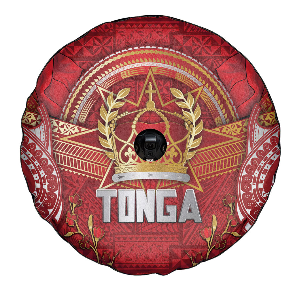 Tonga King's Birthday Spare Tire Cover Gold Royal Crown Tribal Patterns