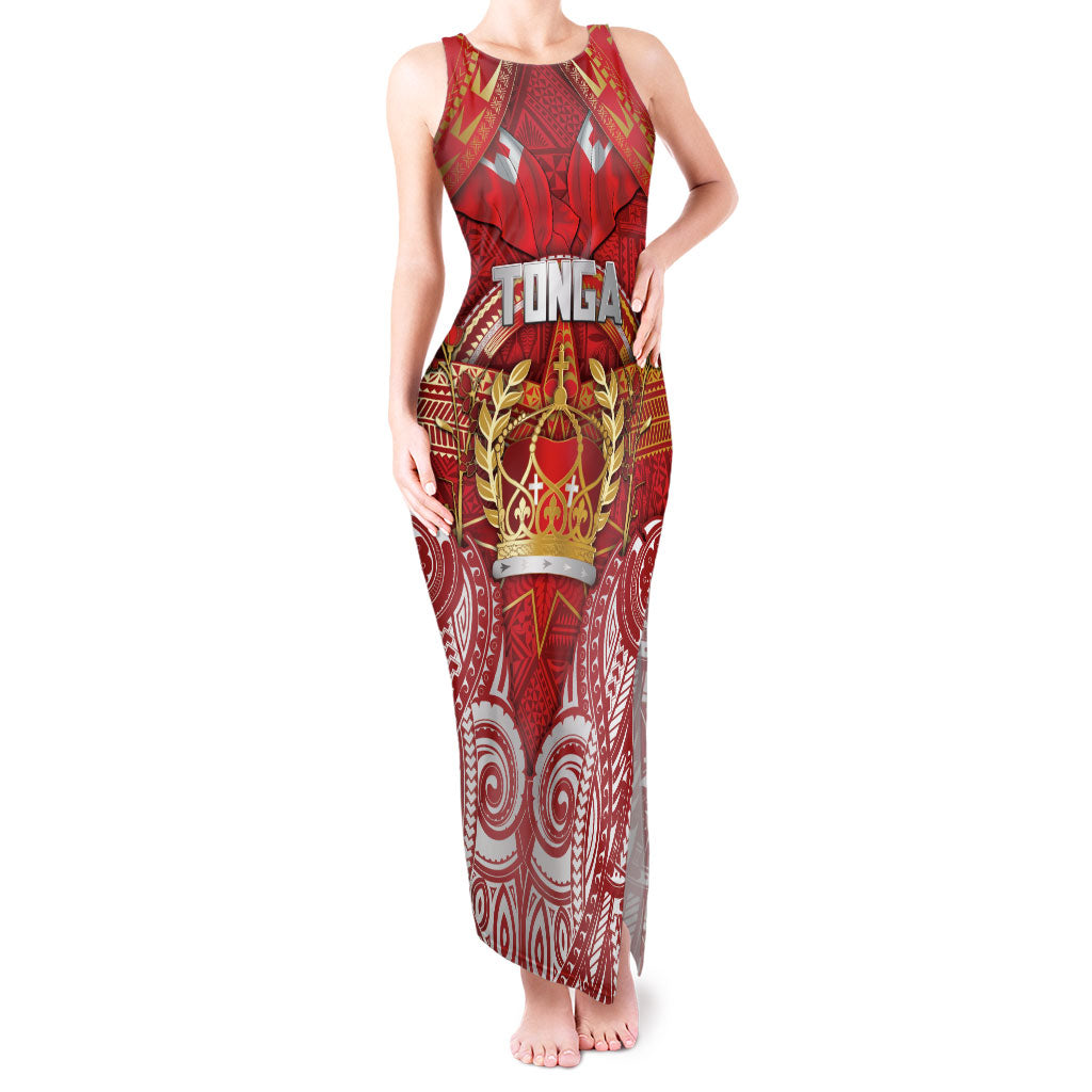 Tonga King's Birthday Tank Maxi Dress Gold Royal Crown Tribal Patterns