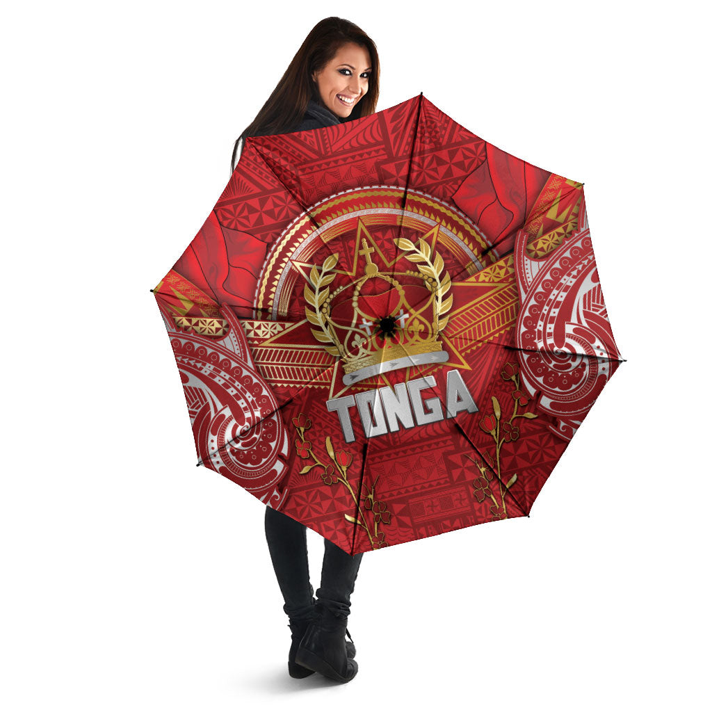 Tonga King's Birthday Umbrella Gold Royal Crown Tribal Patterns