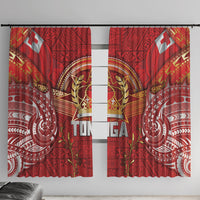 Tonga King's Birthday Window Curtain Gold Royal Crown Tribal Patterns
