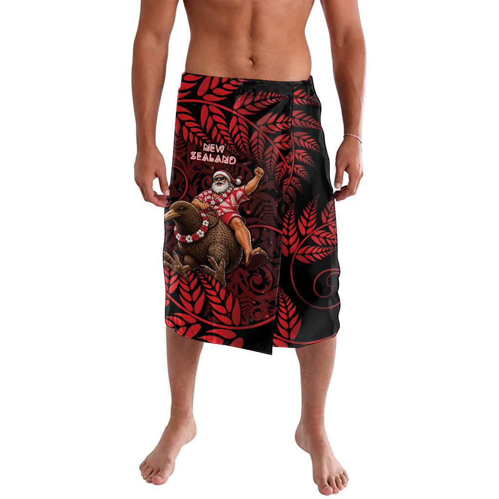 New Zealand Christmas Lavalava Red Santa Riding Kiwi Bird Silver Fern DT05 Red - Polynesian Pride