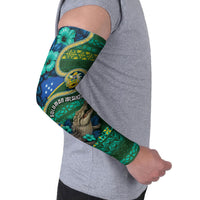 Personalised Solomon Islands Independence Day Arm Sleeves Crocodile Hibiscus Tribal Pattern