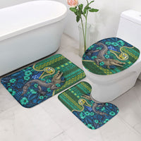 Solomon Islands Independence Day Bathroom Set Crocodile Hibiscus Tribal Pattern