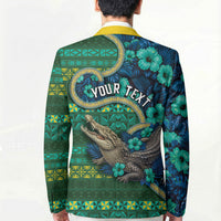 Personalised Solomon Islands Independence Day Blazer Crocodile Hibiscus Tribal Pattern