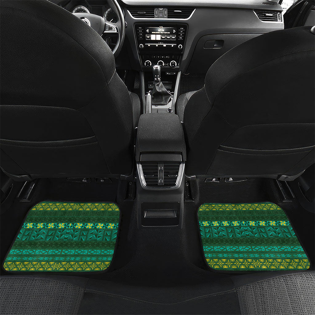 Personalised Solomon Islands Independence Day Car Mats Crocodile Hibiscus Tribal Pattern