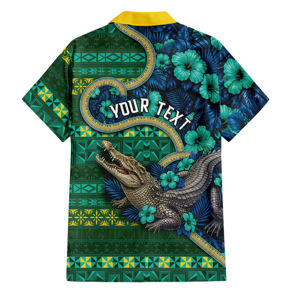 Personalised Solomon Islands Independence Day Hawaiian Shirt Crocodile Hibiscus Tribal Pattern