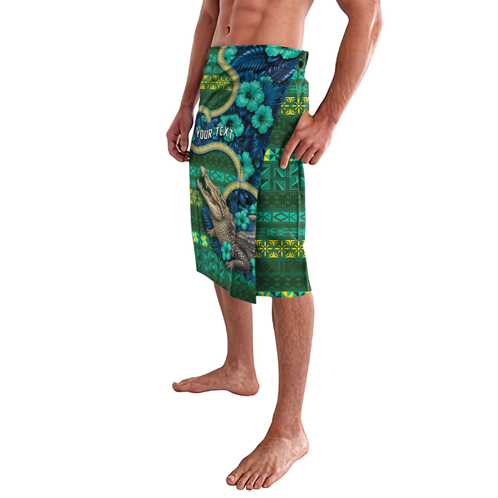 Personalised Solomon Islands Independence Day Lavalava Crocodile Hibiscus Tribal Pattern