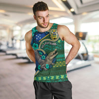 Personalised Solomon Islands Independence Day Men Tank Top Crocodile Hibiscus Tribal Pattern