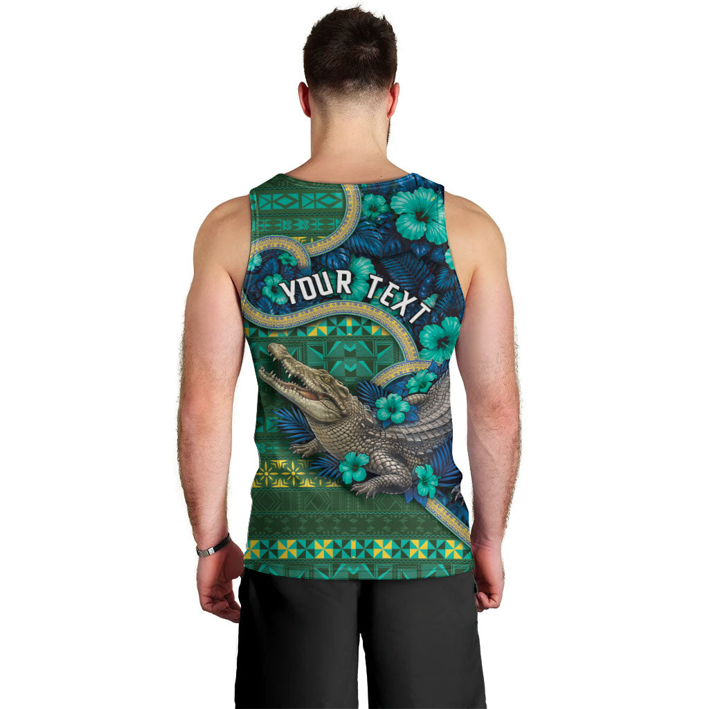 Personalised Solomon Islands Independence Day Men Tank Top Crocodile Hibiscus Tribal Pattern