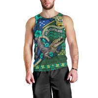 Personalised Solomon Islands Independence Day Men Tank Top Crocodile Hibiscus Tribal Pattern