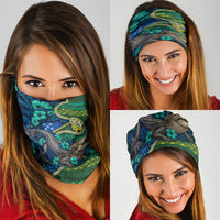 Solomon Islands Independence Day Neck Gaiter Crocodile Hibiscus Tribal Pattern