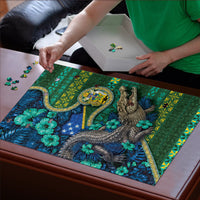 Solomon Islands Independence Day Puzzle Crocodile Hibiscus Tribal Pattern