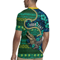 Personalised Solomon Islands Independence Day Rugby Jersey Crocodile Hibiscus Tribal Pattern