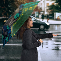 Solomon Islands Independence Day Umbrella Crocodile Hibiscus Tribal Pattern