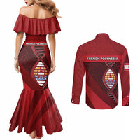 French Polynesia Is In My DNA Couples Matching Mermaid Dress and Long Sleeve Button Shirt DT05 - Polynesian Pride
