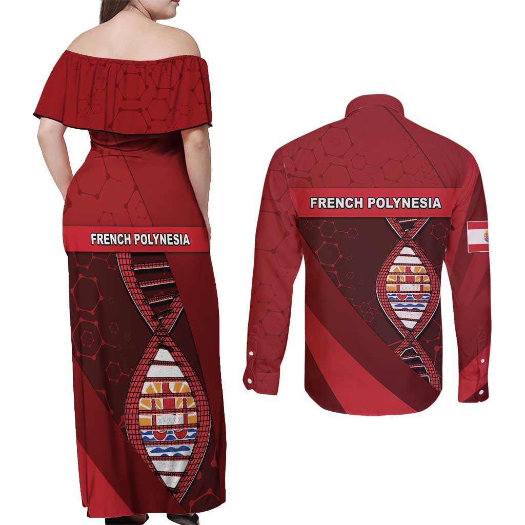 French Polynesia Is In My DNA Couples Matching Off Shoulder Maxi Dress and Long Sleeve Button Shirt DT05 - Polynesian Pride