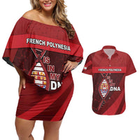 French Polynesia Is In My DNA Couples Matching Off Shoulder Short Dress and Hawaiian Shirt DT05 Red - Polynesian Pride