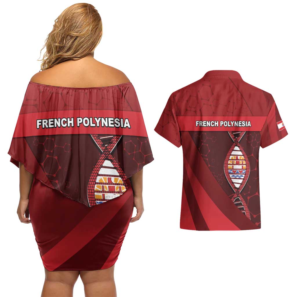 French Polynesia Is In My DNA Couples Matching Off Shoulder Short Dress and Hawaiian Shirt DT05 - Polynesian Pride