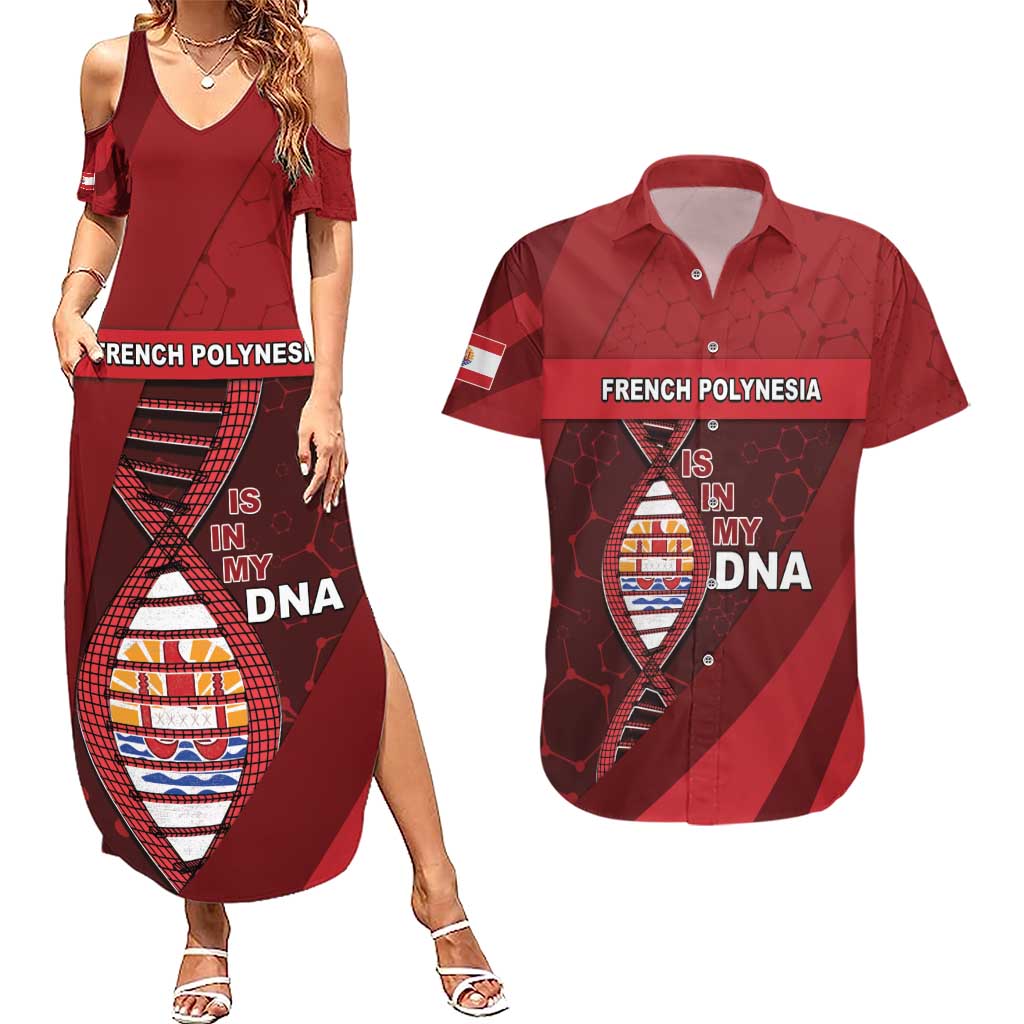 French Polynesia Is In My DNA Couples Matching Summer Maxi Dress and Hawaiian Shirt DT05 Red - Polynesian Pride