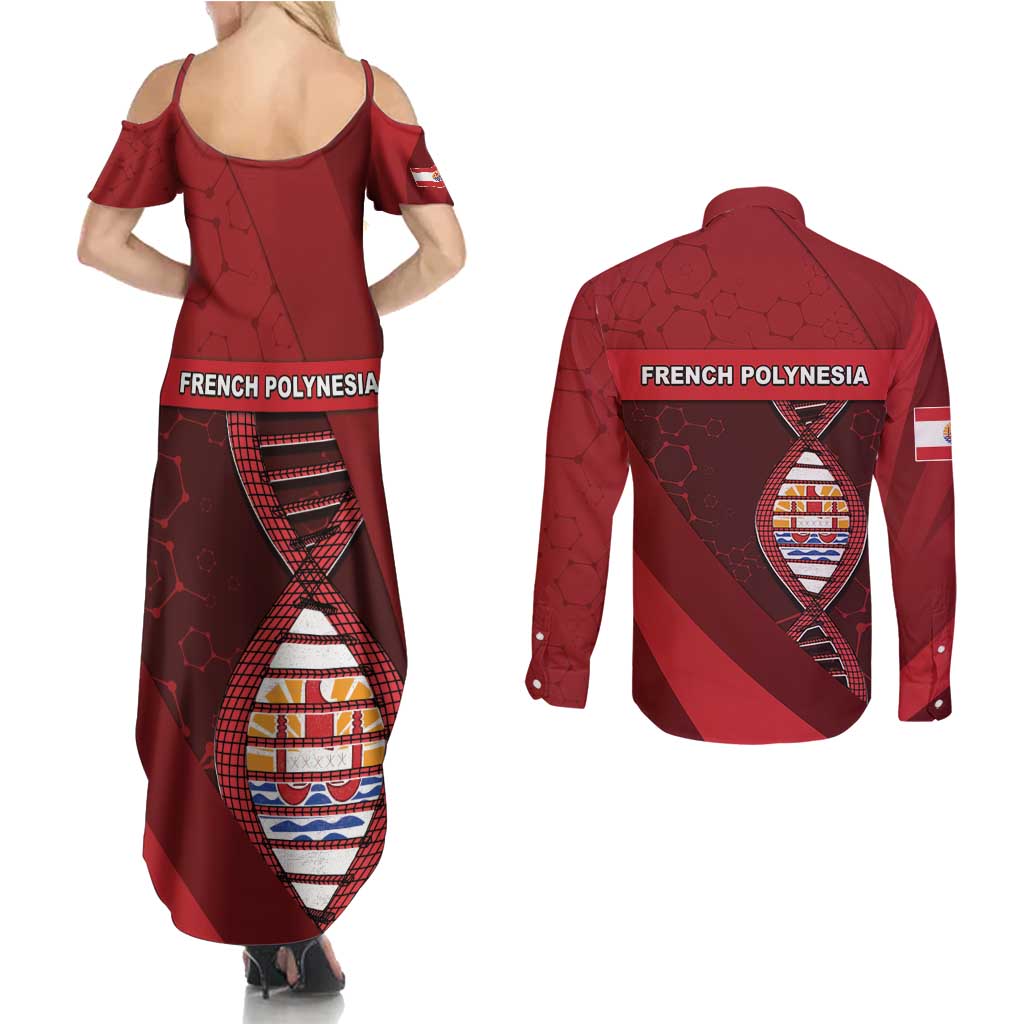 French Polynesia Is In My DNA Couples Matching Summer Maxi Dress and Long Sleeve Button Shirt - Polynesian Pride