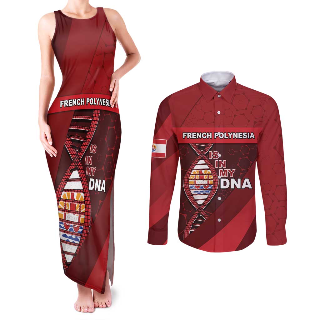 French Polynesia Is In My DNA Couples Matching Tank Maxi Dress and Long Sleeve Button Shirt DT05 Red - Polynesian Pride