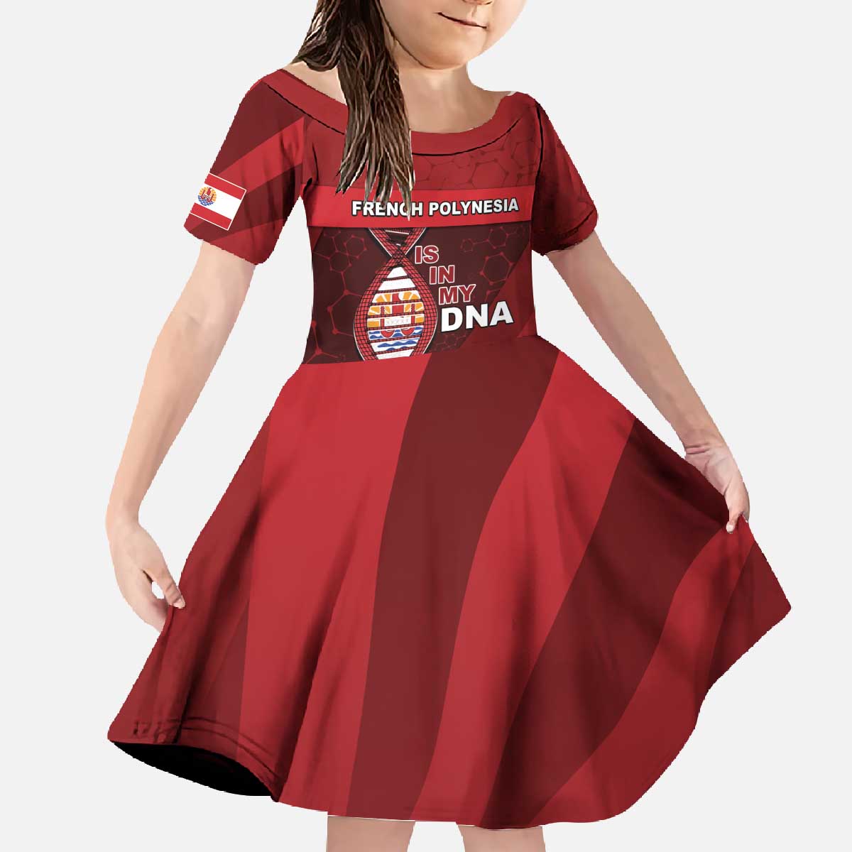 French Polynesia Is In My DNA Family Matching Off The Shoulder Long Sleeve Dress and Hawaiian Shirt - Polynesian Pride