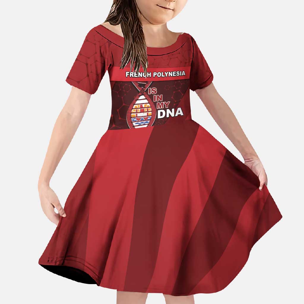 French Polynesia Is In My DNA Family Matching Off Shoulder Maxi Dress and Hawaiian Shirt DT05 Daughter's Dress Red - Polynesian Pride