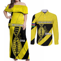 New Caledonia Is In My DNA Couples Matching Off Shoulder Maxi Dress and Long Sleeve Button Shirt - Polynesian Pride