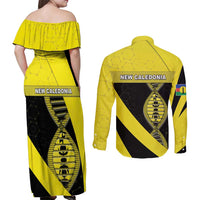 New Caledonia Is In My DNA Couples Matching Off Shoulder Maxi Dress and Long Sleeve Button Shirt - Polynesian Pride