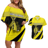 New Caledonia Is In My DNA Couples Matching Off Shoulder Short Dress and Hawaiian Shirt - Polynesian Pride