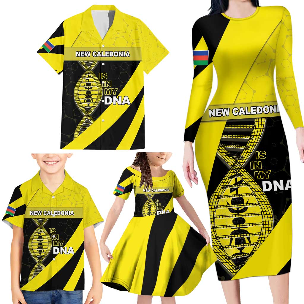 New Caledonia Is In My DNA Family Matching Long Sleeve Bodycon Dress and Hawaiian Shirt - Polynesian Pride