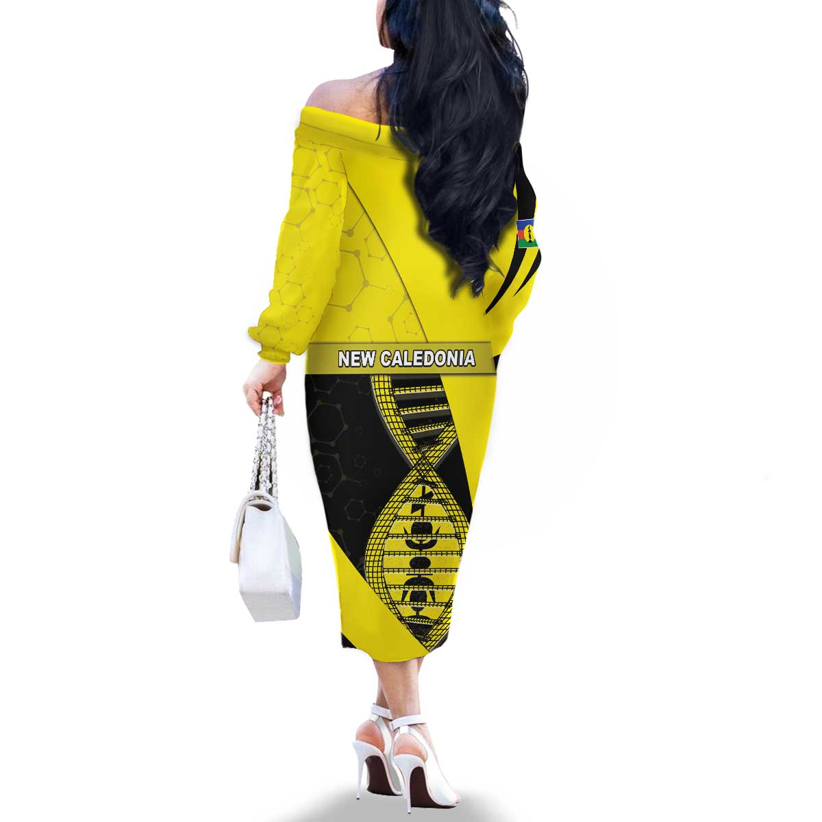 New Caledonia Is In My DNA Family Matching Off The Shoulder Long Sleeve Dress and Hawaiian Shirt - Polynesian Pride