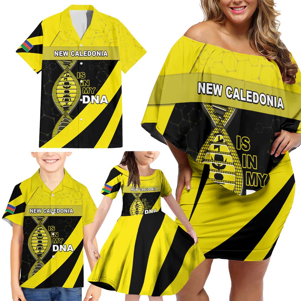 New Caledonia Is In My DNA Family Matching Off Shoulder Short Dress and Hawaiian Shirt - Polynesian Pride